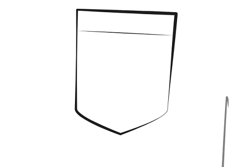Pointed diamond shirt pocket