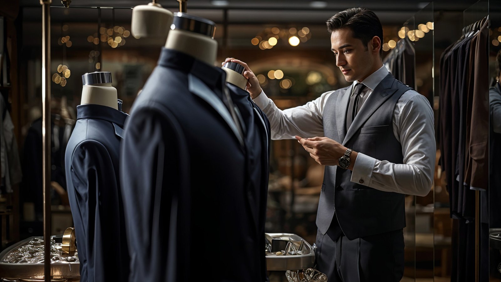 Elegant gentleman wearing tailored suit